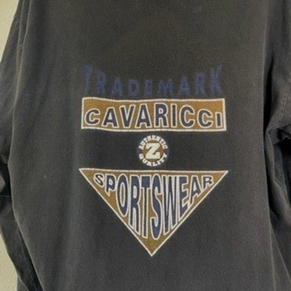 Vintage Z Cavaricci 90's Hooded Graphic Tee Mens Medium Black Long Sleeve Y2K - Picture 7 of 7